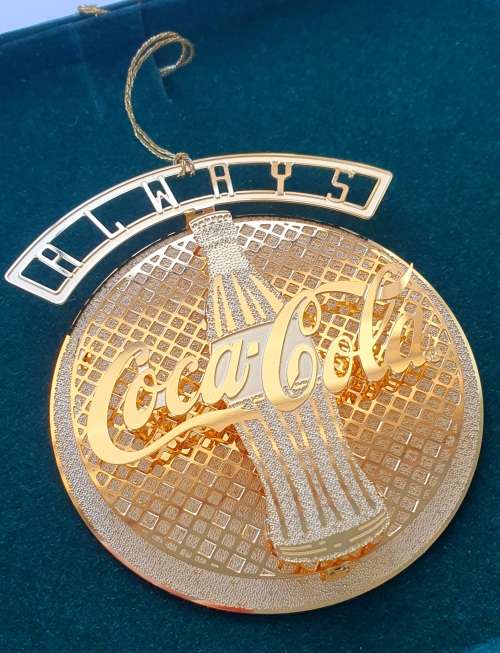 VINTAGE - STUNNING - ORIGINAL COCA COLA - 2 X GOLDEN ORNAMENTS STANDS - VERY RARE 1996